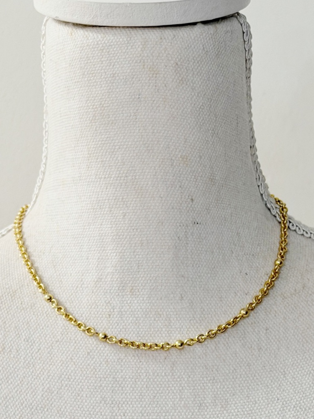 MADEWELL Gold Tone Beaded Chain Necklace Adjustable Minimalist Layering Jewelry
